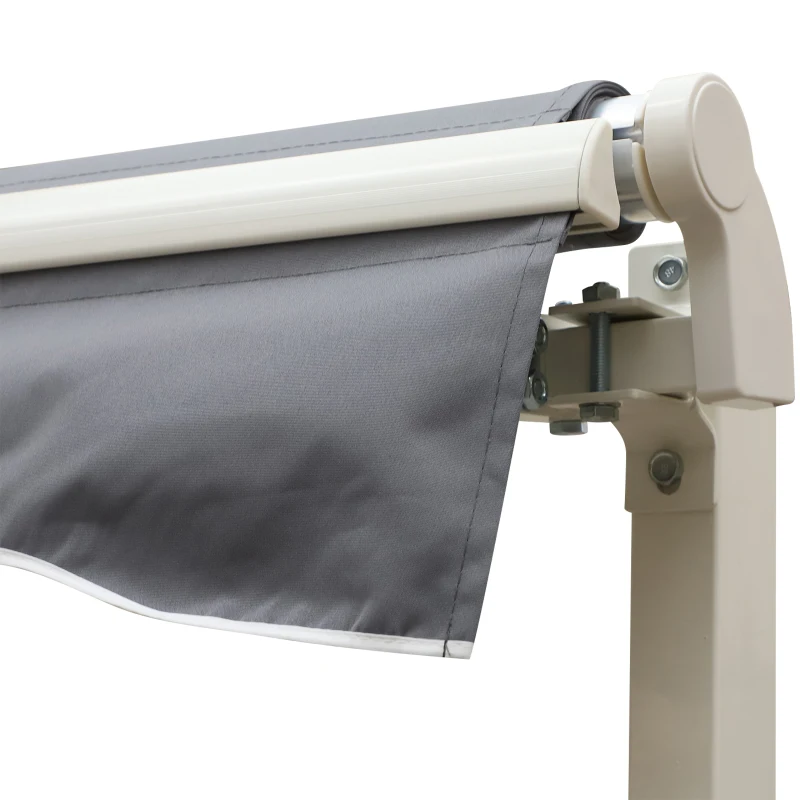 Outsunny Toldo Terraço Varanda Pátio 2,95x2,5m Toldo Manual em Alumínio Toldo com Alça Proteção Solar UV Impermeável para Jardim ao ar livre Aço Alumínio Aço Cinza Tecido de poliéster
