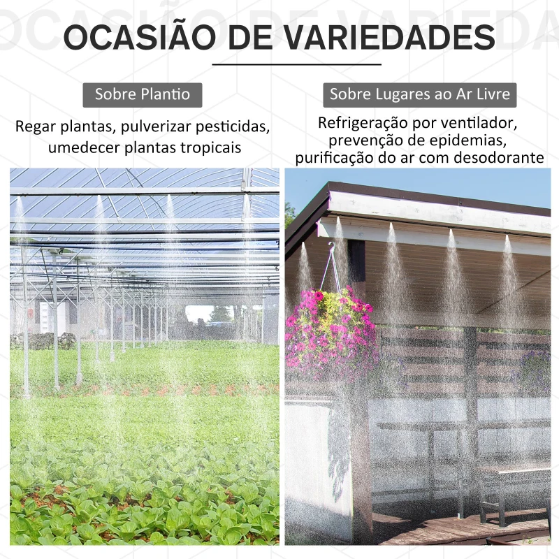 Outsunny Nebulizador de Água para Jardins Sistema de Resfriamento por Nebulização para Pátio Jardim Ar Livre 9m Preto