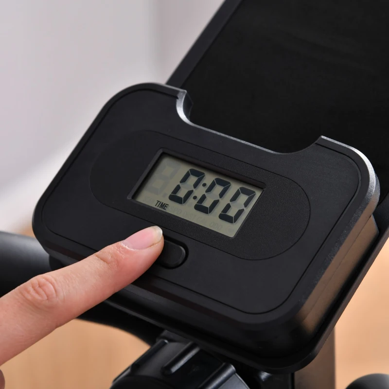 HOMCOM Bicicleta elíptica de fitness com tela LCD e resistência bidirecional ajustável de 8 níveis suporte de copo Volante 7 kg e 2 rodas 103x71x157 cm Preto