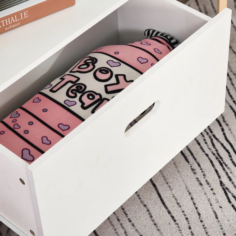 HOMCOM Estante Infantil de madeira com 4 prateleiras 1 gaveta compacta 50x30x142 cm Branco