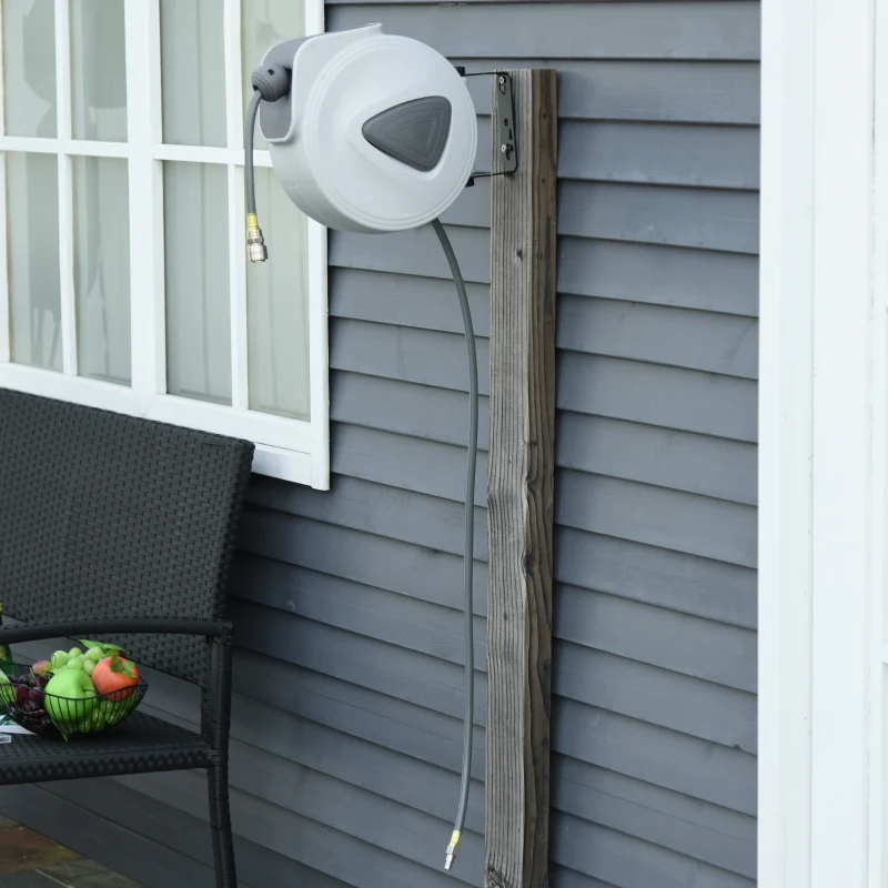 DURHAND Carretel retrátil com mangueira de ar comprimido para compressor suporte giratório 180 ° Cinza 45x30x40 cm