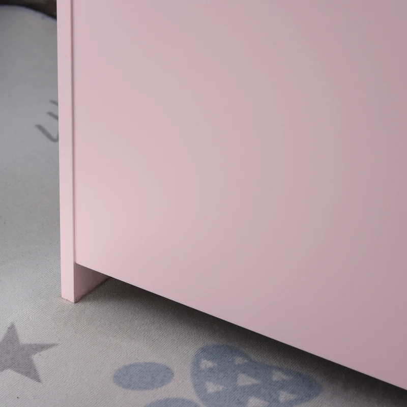 HOMCOM Organizador de Brinquedos Infatil com Tampa Tipo Baú para Crianças Acima de 3 Anos Livros Roupa Brinquedos 60x40x48 cm Rosa