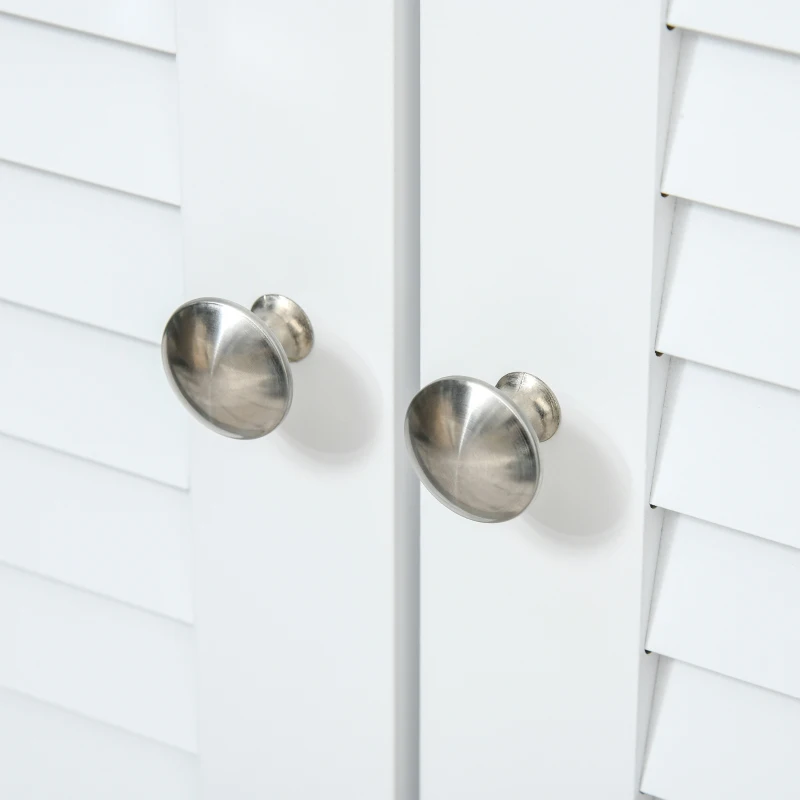 HOMCOM Aparador de 2 Portas Desenho de Persiana com Prateleira Ajustável Armário Auxiliar de Armazenamento Moderno para Sala de Estar Dormitório 80x30x78,5cm Branco