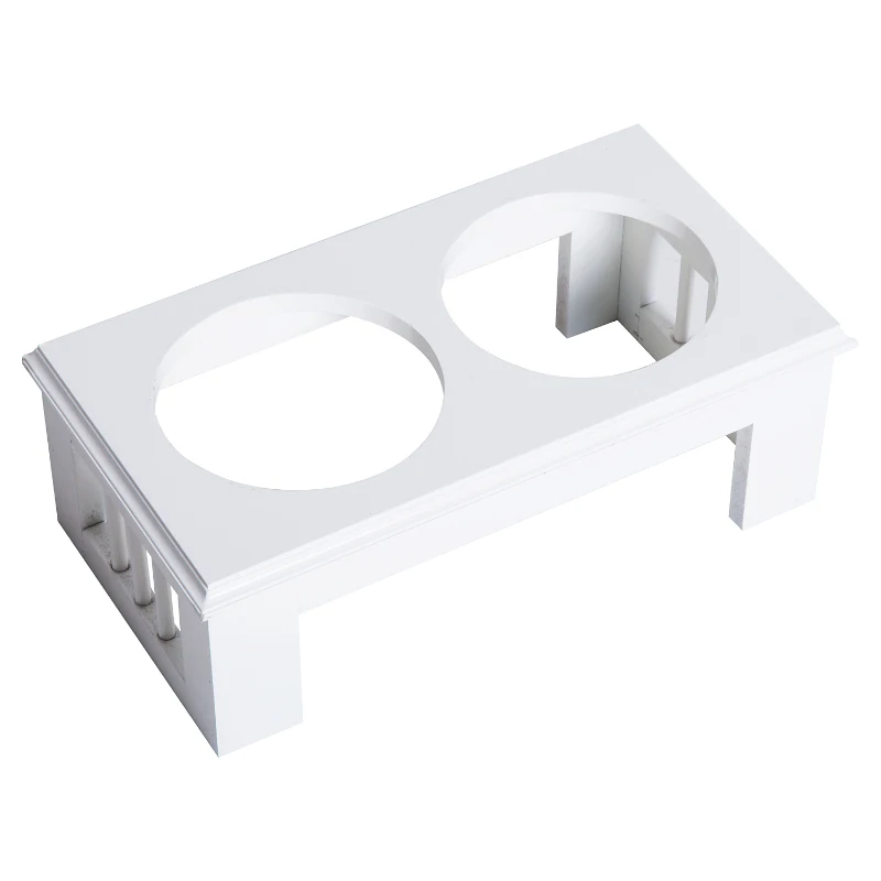 PawHut Comedouro Elevado para Cães com Suporte e 2 Tigelas Amovíveis de Aço Inoxidável Alimentador para Animais de Estimação 44x24x15 cm Branco