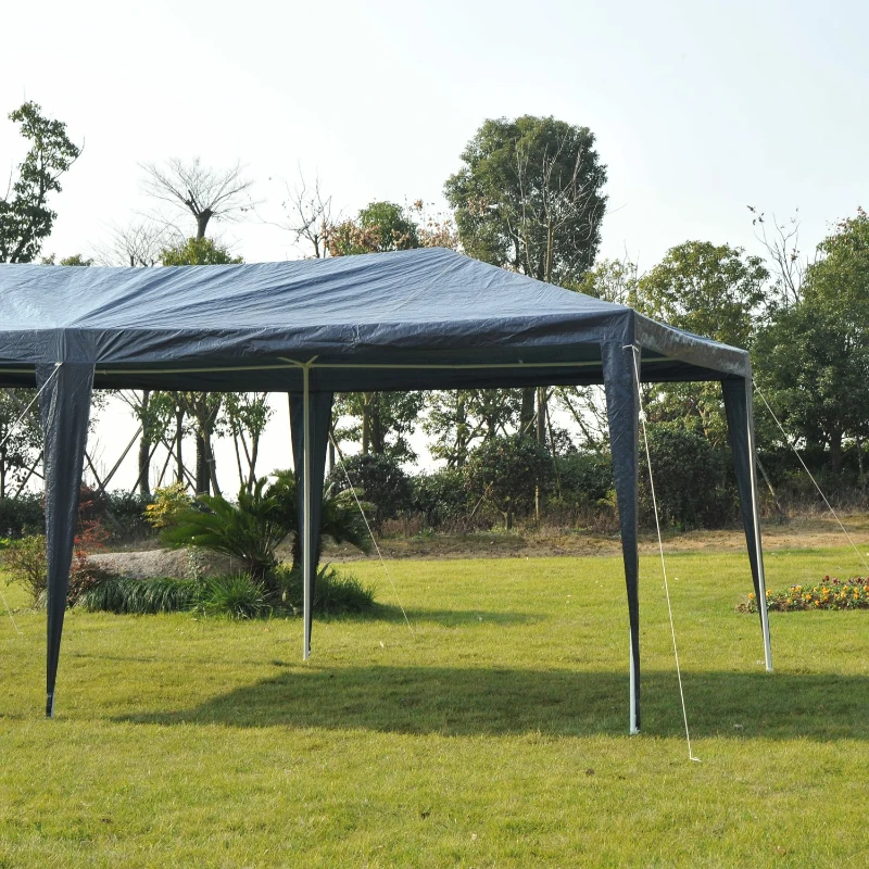 Outsunny Pavilhão do jardim   com janelas - azul escuro - Tubo de aço e tecido de polietileno - 6x3x2,55m