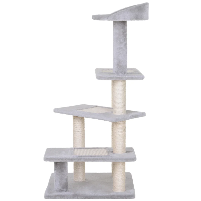 PawHut Arranhador  3 Plataformas para Arranhar 48x48x99.5 cm  de Madeira coberta  de Pelucía  Sisal
