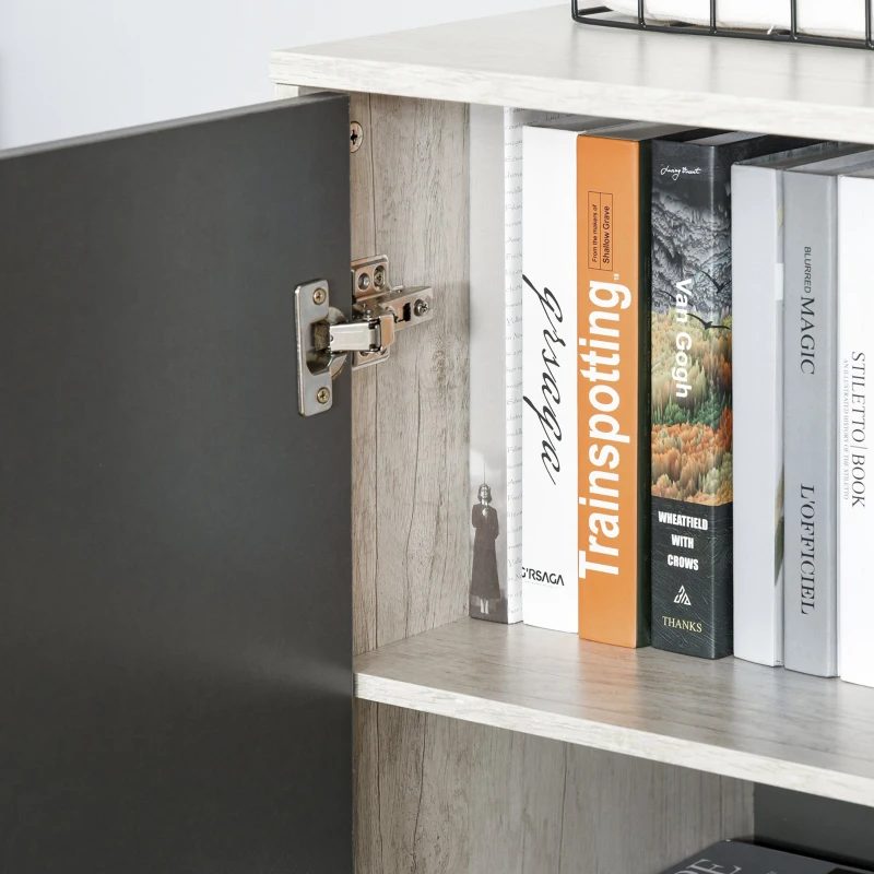 HOMCOM Armário Aparador Moderno  com porta dupla Organizador multifuncional 80x40x120cm cinza