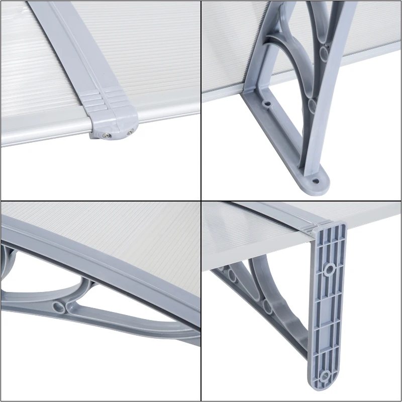 Outsunny Alpendre para Portas e Janelas com Proteção contra Sol e Chuva - 200 x 100 x 28 cm