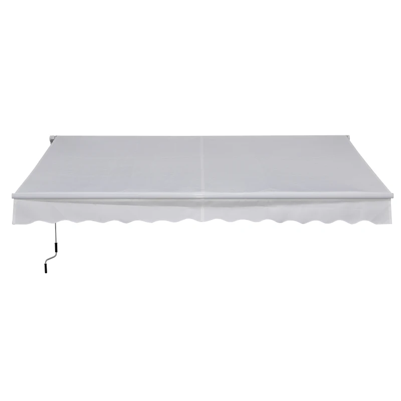 Outsunny Toldo Manual 3,5x2,5 m de Alumínio Toldo de Varanda Pátio com Manivela Resistente a Água Proteção Solar UV Branco