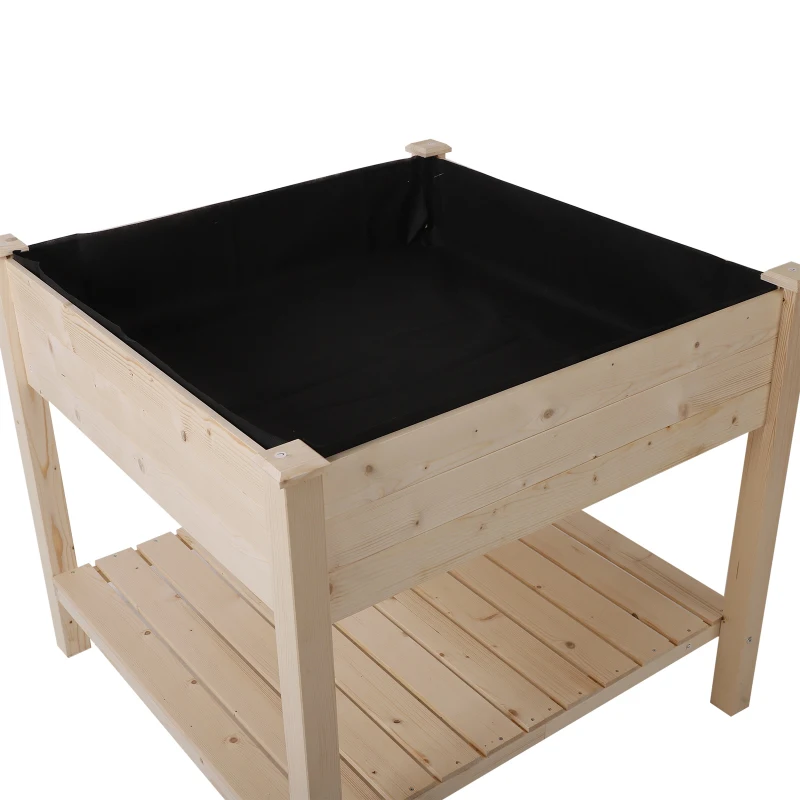Outsunny Horta urbana   Mesa de cultivo vintage   Com prateleira de armazenamento  para plantação   91x91x81cm De madeira