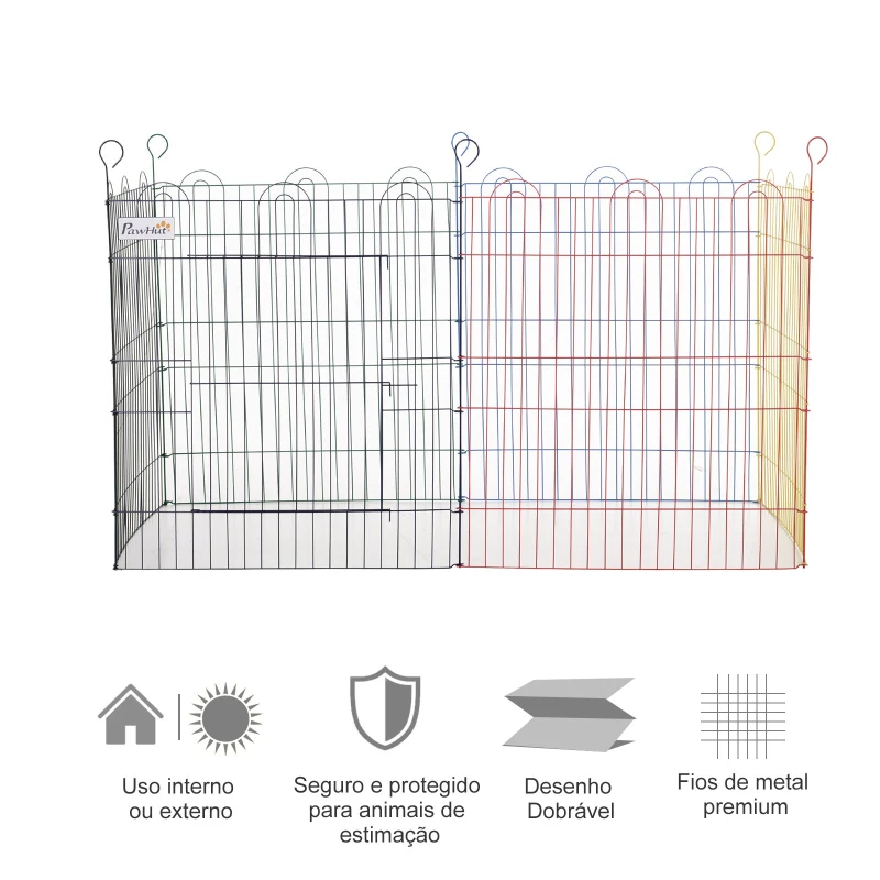 PawHut Parque para Animais de Estimação Dobrável para Cães com 6 Painéis para Jardim Interior e Pátio Exterior Ø120x60 cm Multicor