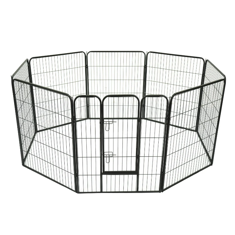 PawHut Parque para Animais de Estimação dobrável com 8 Cercas Porta e Trava Dupla  80x100 cm Preto