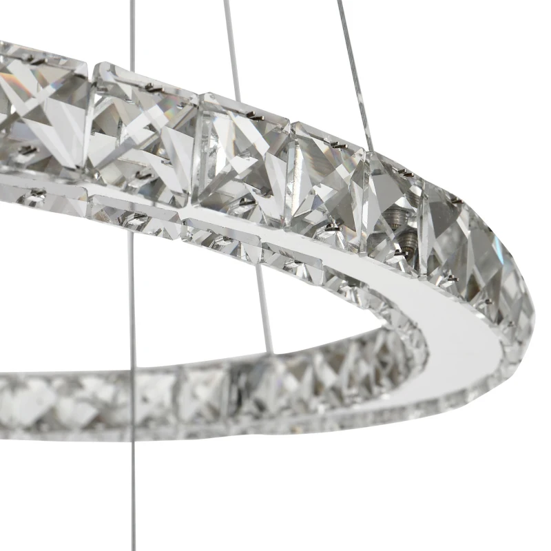 HOMCOM Lustre Luminária Pendente de Cristal Moderno Lâmpada Pendurada LED 4000K Luz Branca para Salão Sala de Jantar Ф60x110 cm