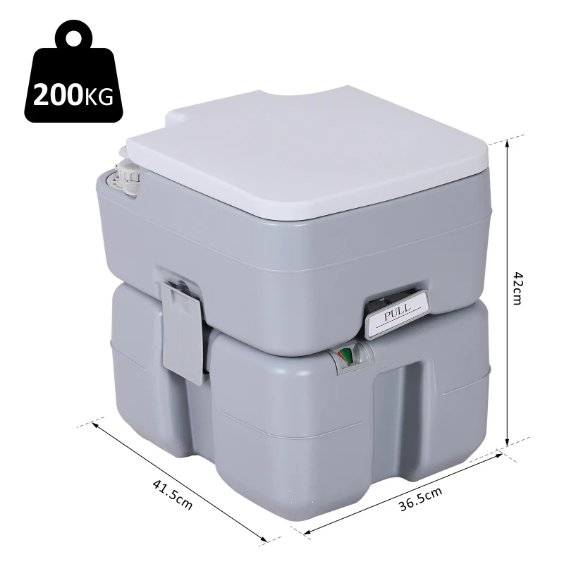 HOMCOM Vaso sanitário móvel portátil  de  20L com tampa  41.5x36.5x42cm