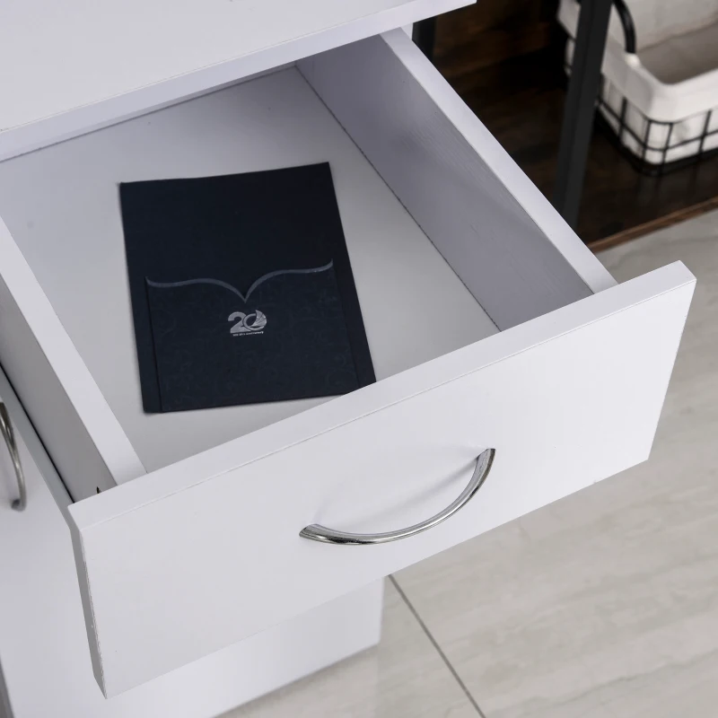 HOMCOM Secretária para Escritório com Prateleiras Abertas Gabinete Suporte para Cpu e Bandeja Removível 120x60x74 cm Branco