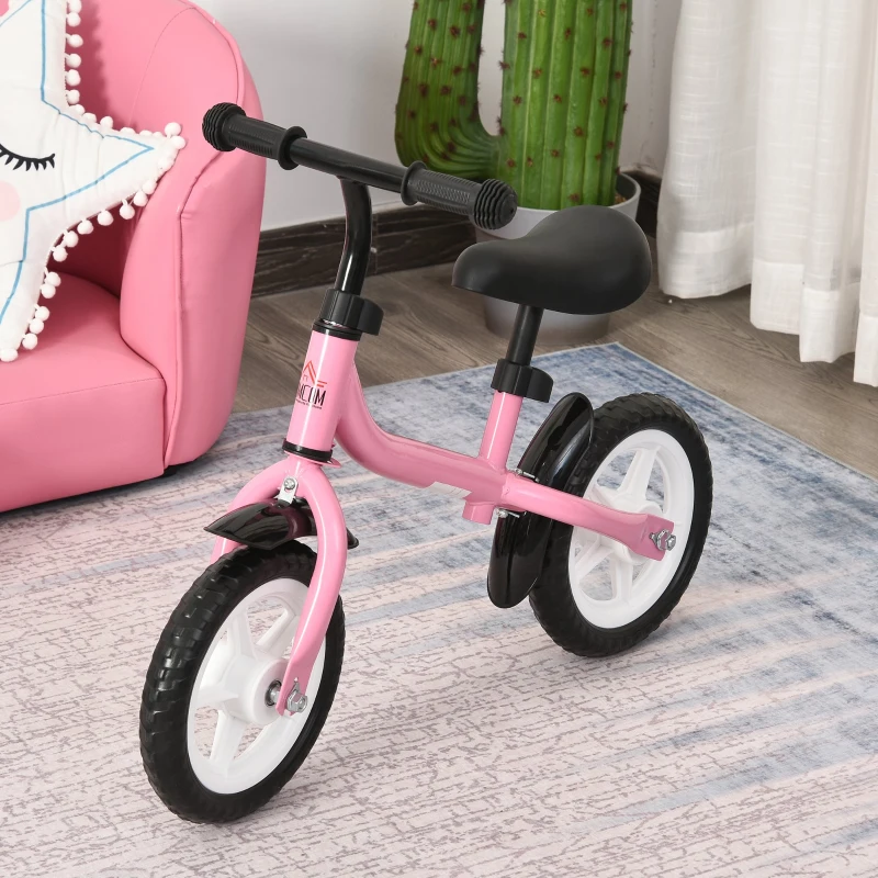 HOMCOM Bicicleta sem Pedais Infantil Altura Ajustável para Principiantes acima de 3 Anos com Rodas com Relevo Bicicleta de Equilíbrio 71x32x56cm Rosa