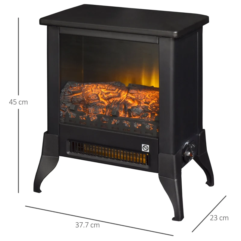 HOMCOM Lareira elétrica com chama realística 1800W preto