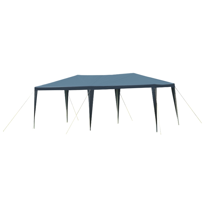 Outsunny Pavilhão do jardim   com janelas - azul escuro - Tubo de aço e tecido de polietileno - 6x3x2,55m