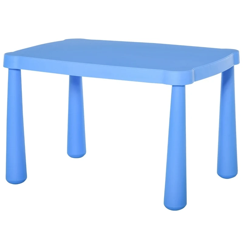 HOMCOM Mesa infantil retangular para crianças acima de 2 anos com pés e arestas redondas para interior e exterior máx. 30 kg 76,5x54,5x49,5 cm Azul