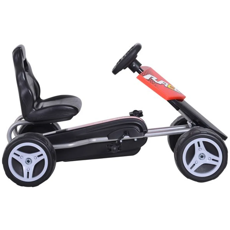 HOMCOM Kart a Pedal Go Kart com Assento Ajustável para Crianças acima de 3 Anos Brinquedo de Exterior 80x49x50 cm Vermelho e Preto