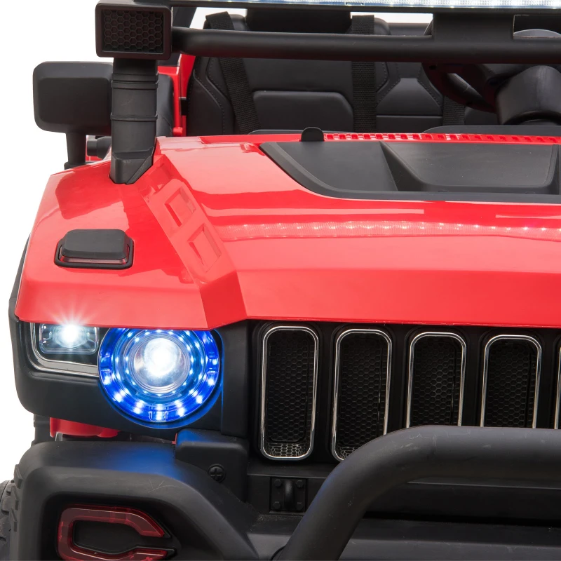 HOMCOM Carro Elétrico Infantil com Música Luzes Bateria 12V Controlo Remoto Carga Máxima 50kg para Crianças acima de 3 Anos 135x86x85cm Vermelho