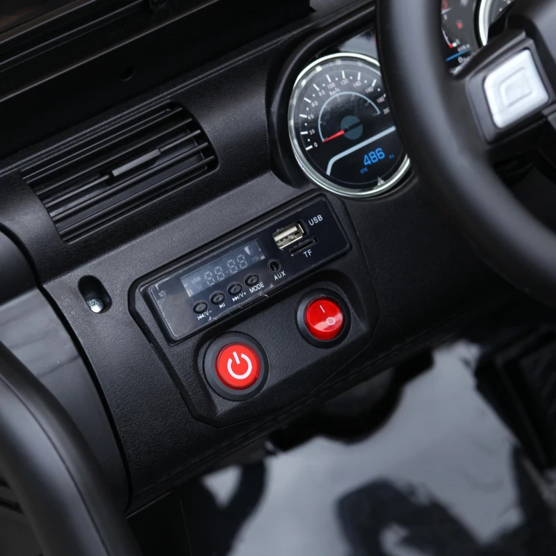 HOMCOM Carro Elétrico Jeep com Controlo Remoto MP3 Luzes e Sons Abertura da Porta Bateria 12V Carga Máxima 30kg 128x78x76cm Preto