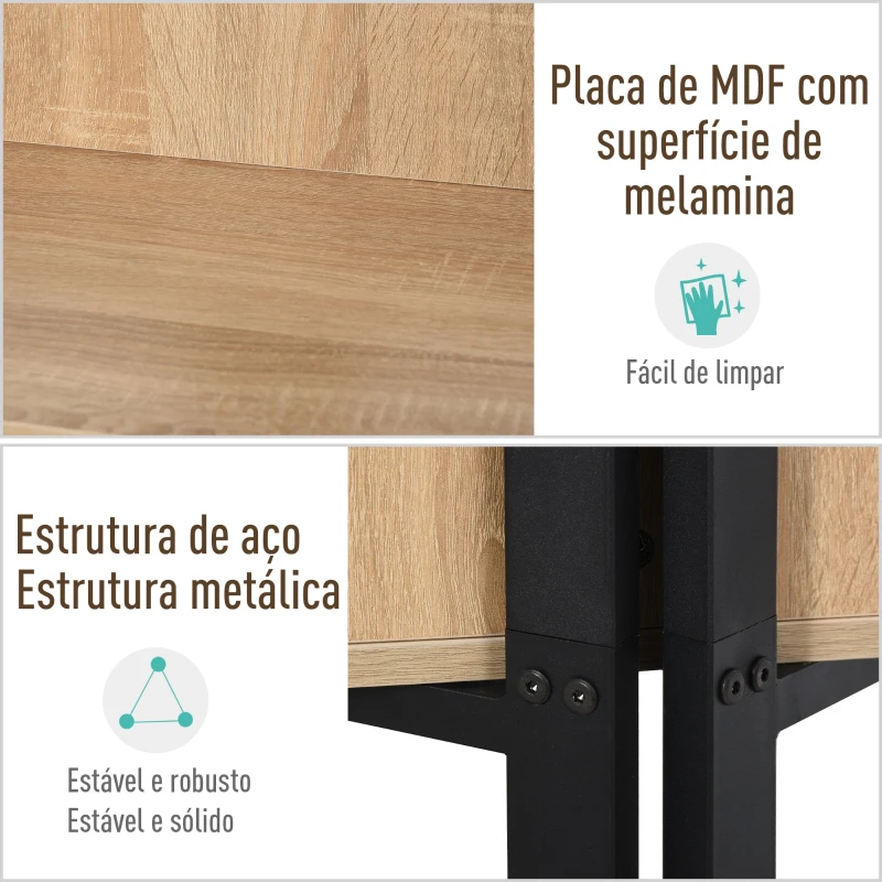 HOMCOM Estante de 4 Níveis Estante com Espaço de Armazenamento e Sistema Anti-Tombo 90x39x160cm Preto e Carvalho