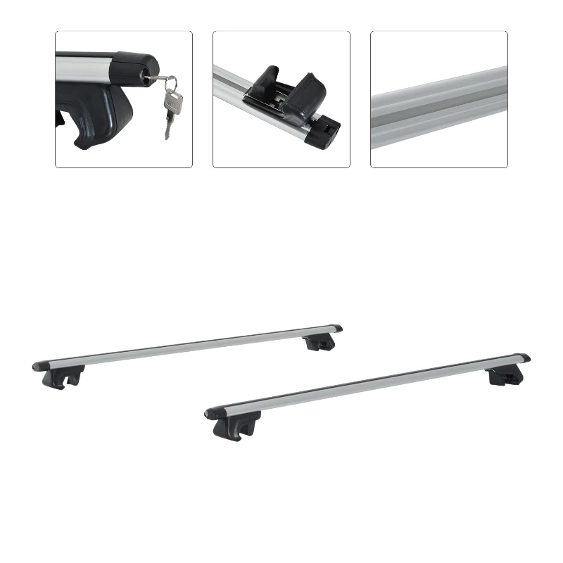 HomCom Barras de Carro Universal com Chave Alumínio Prata 135 cm