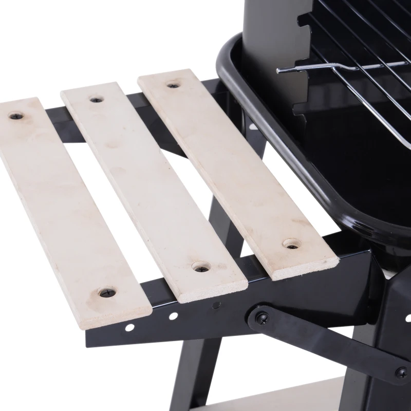 Outsunny Barbecue a Carvão com Grelha Ajustável em Altura Prateleiras e Rodas para Jardim Exterior Campismo 83x45x87 cm Preto