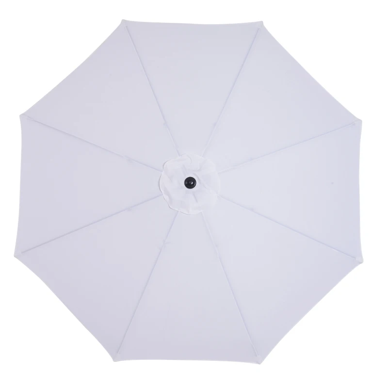 Outsunny Chapéu de Sol de Jardim Ø295x250cm com Manivela Chapéu de Sol Exterior com Mecanismo de Inclinação e Mastro Desmontável de Metal para Terraço Piscina Pátio Branco