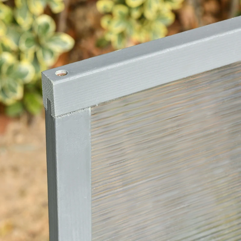 Outsunny Estufa de madeira natural e policarbonato 90x46x28 cm com tampa inclinada para plantas cinza