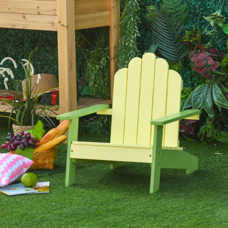 Outsunny Cadeira de jardim para crianças acima de 1 ano de madeira maciça para Varanda Carga máx. 40 kg 51x50x52,5 cm Amarelo