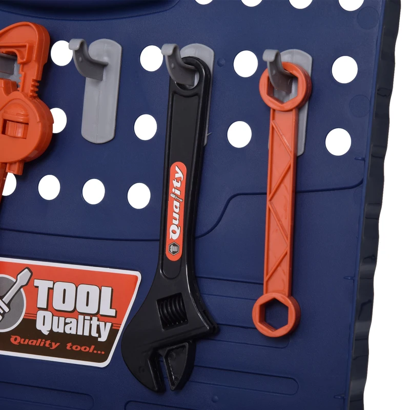 HOMCOM Bancada de Ferramentas para Crianças acima de 3 Anos Desmontável Maleta de Ferramentas com 68 Peças Incluídas Brinquedo de Imitação 40x43x72cm Multicolor