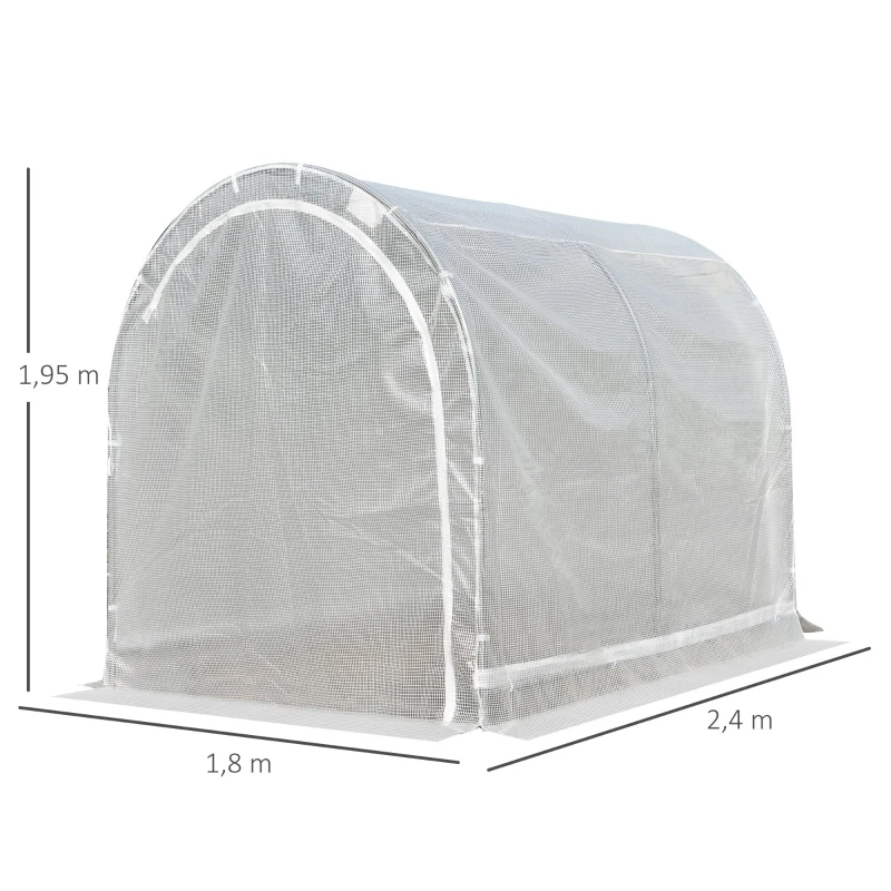Outsunny Estufa de jardim 240x180x195 para o cultivo de vegetais com 2 portas enrolaveis Aço verde