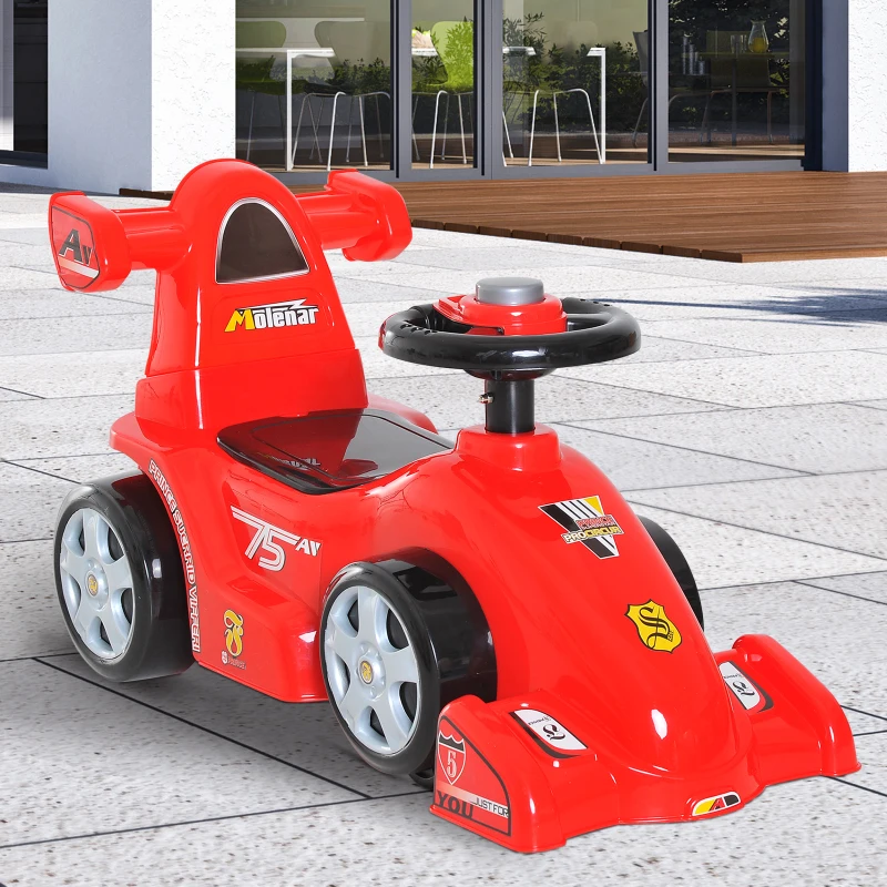 HOMCOM Carro Correpasillos Infantil Carro sem pedais para bebê Brinquedo andador Estilo de corrida com buzina   70.2x32.5x41cm