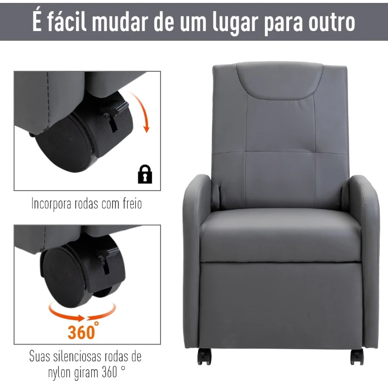 HOMCOM Poltrona Relaxante Reclinável Dobrável até 120 ° Couro PU