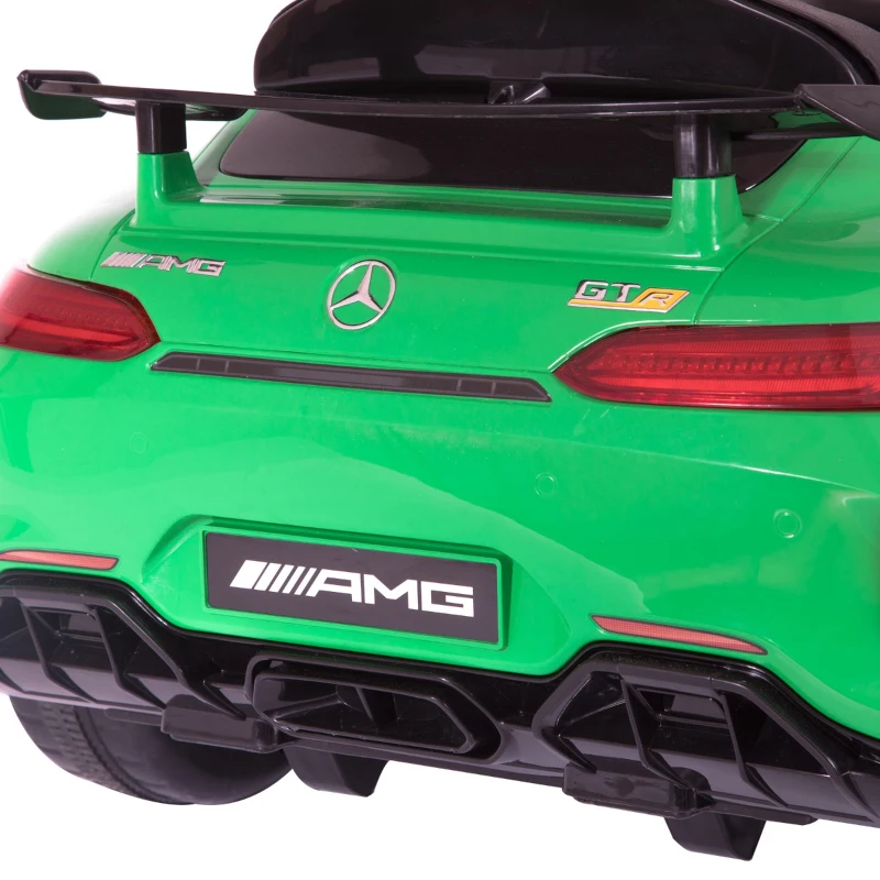 HOMCOM Carro elétrico para crianças de 3-5 anos licenciado de Mercedes GTR bateria de 12V com controle remoto Faróis musica Carga 25kg 105x58x45 cm Verde