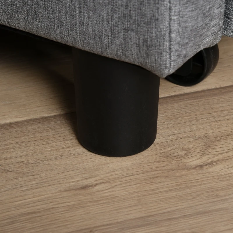 HOMCOM Sofá-cama Individual Poltrona com encosto reclinável Almofada removível Assento acolchoado e 4 rodas 69x82.5x84 cm Cinza