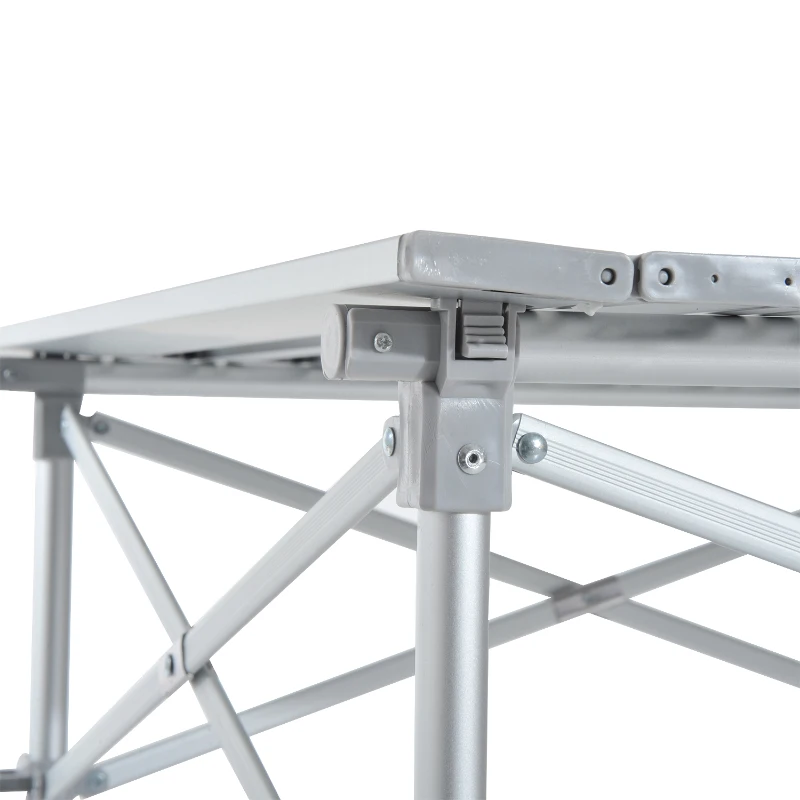 HomCom Mesa Dobrável para Terraço ou Jardim - Cor Prata - Material de Alumínio - 124x70x68cm