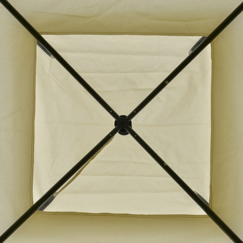 Outsunny Pégola de Jardim 3,5x3,5m com teto duplo e 8 orifícios de drenagem para festas jardim Bege