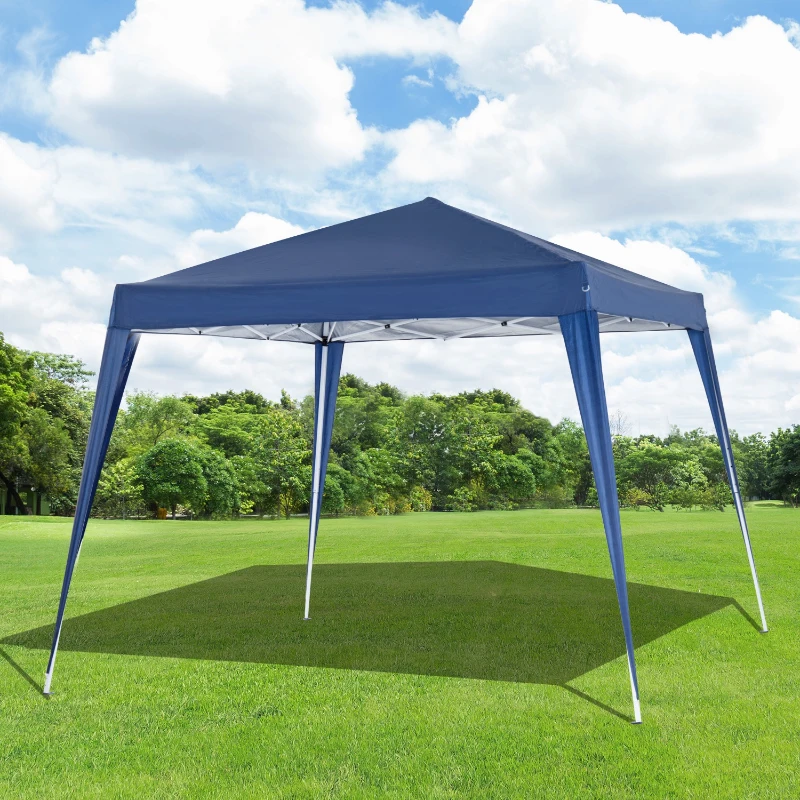 Outsunny Tenda Dobrável Tenda com Desenho Pop Up para Jardim Campismo Festas Eventos Aço e Oxford 297x297x250 cm Azul