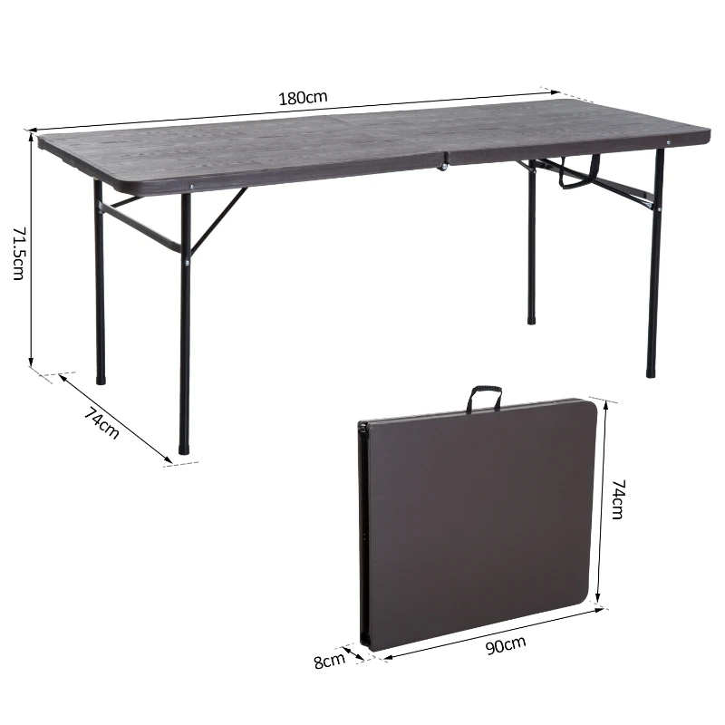 Outsunny Mesa dobrável portátil para camping ou buffet Tipo Mesa Auxiliar Multifunções leve com alça 180x74x71,5cm
