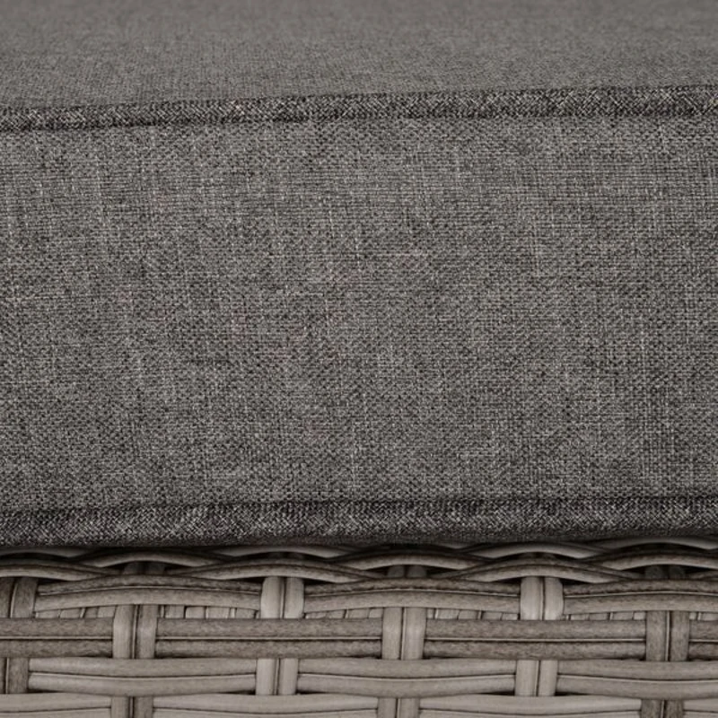 Outsunny Conjunto de Jardim 8 Peças de Vime com 2 Mesas de Centro Poltronas e 2 Apoio para os Pés Marrom e Cinza