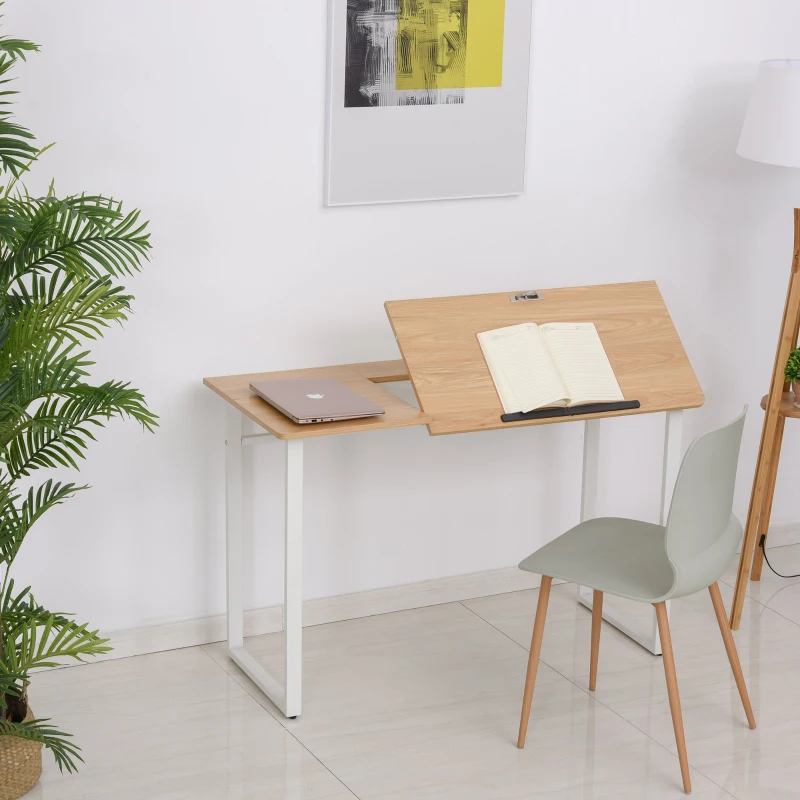 HOMCOM Secretária para escritorio Placa de ângulo ajustável 120x60x76cm
