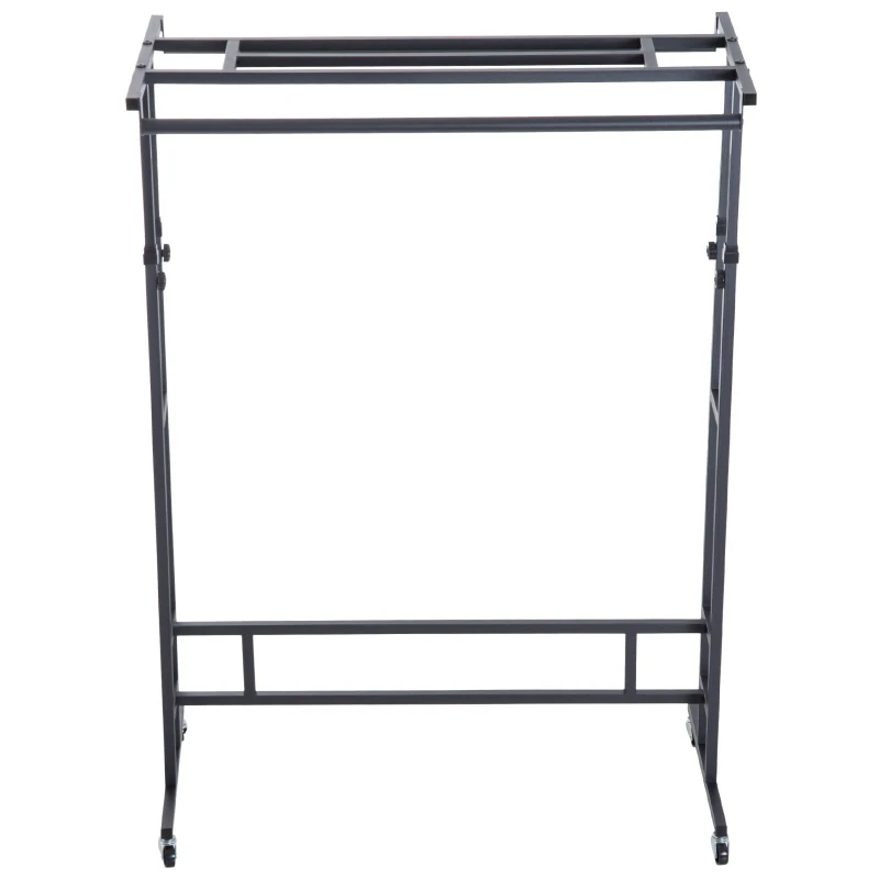 HomCom® Cabide Burro Ajustável com Rodas Barra para Pendurar Roupa com Estante Superior Cabide de Pé