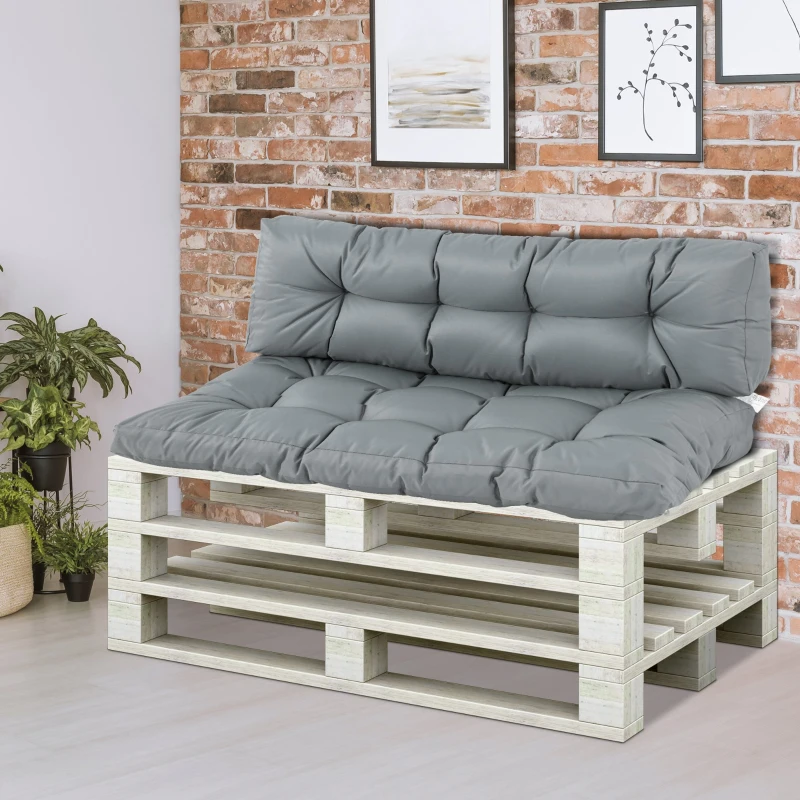 Outsunny Almofada para palete com encosto  para banco rede balanço interna externa 120x80x12 cm cinza