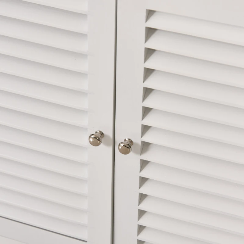 kleankin Armário Casa de Banho com 2 Portas Persianas e Compartimento Aberto Desenho Moderno 60x30x81,6 cm Branco