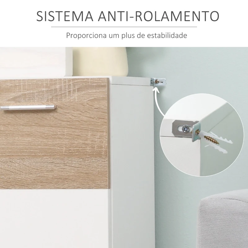 Kleankin Armário Casa de Banho com 2 Portas e Prateleiras Interiores Ajustáveis Móvel Auxiliar de Madeira Multiuso para Sala de Estar Cozinha Sala de Jantar 60x30x85cm Branco e Madeira Natural