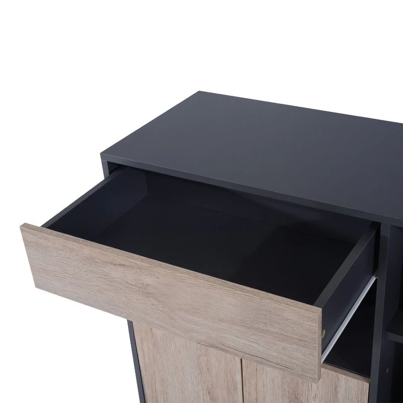 HOMCOM Armário de cozinha com gaveta Prateleiras Rodas com freios 80x39x86,5 cm Preto