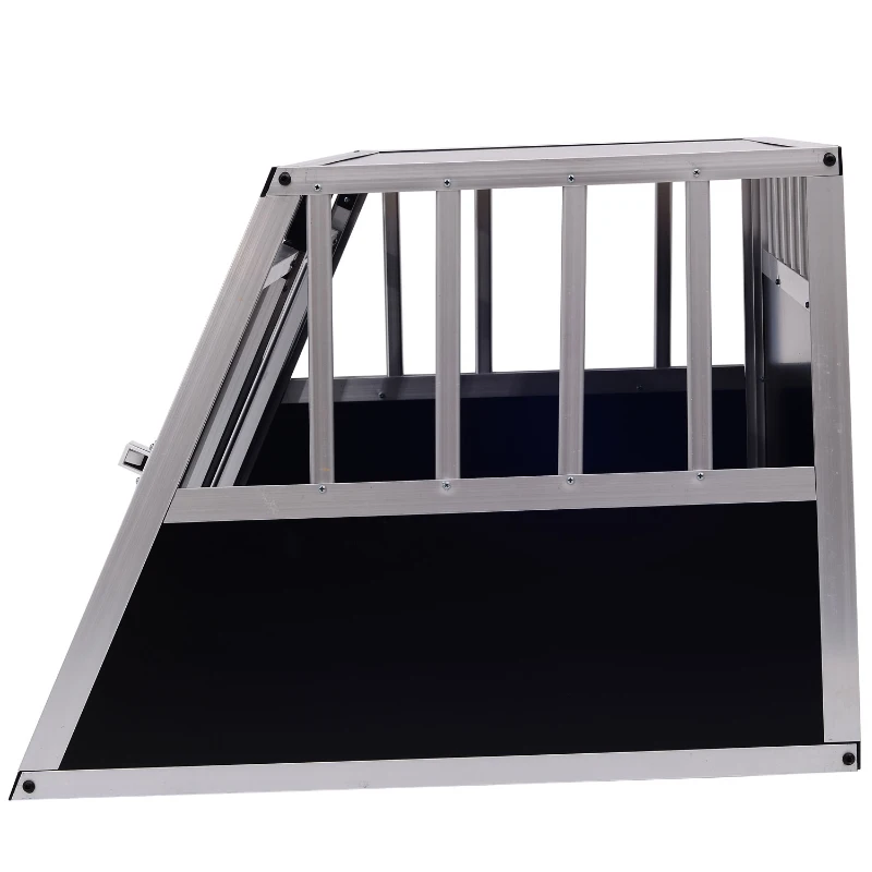 PawHut Gaiola de Alumínio para Cães Transportadora Alumínio para Cão para Viagem, Porta Dupla com Anteparo Amovível 89,5x68,5x50 cm